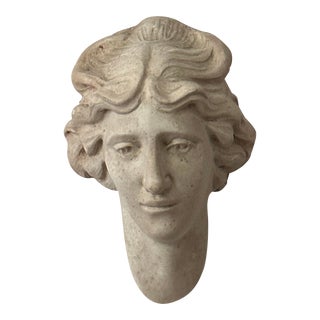 Vintage Small Art Nouveau Style Plaster Portrait of Woman Sculpture For Sale