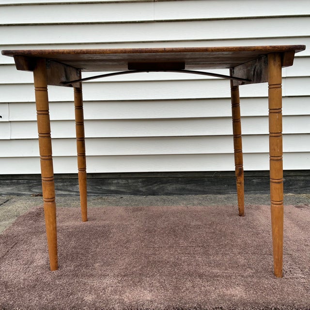 Victorian Late 19th Century Antique American Folding Sewing Table With Faux Bamboo Legs For Sale - Image 3 of 12