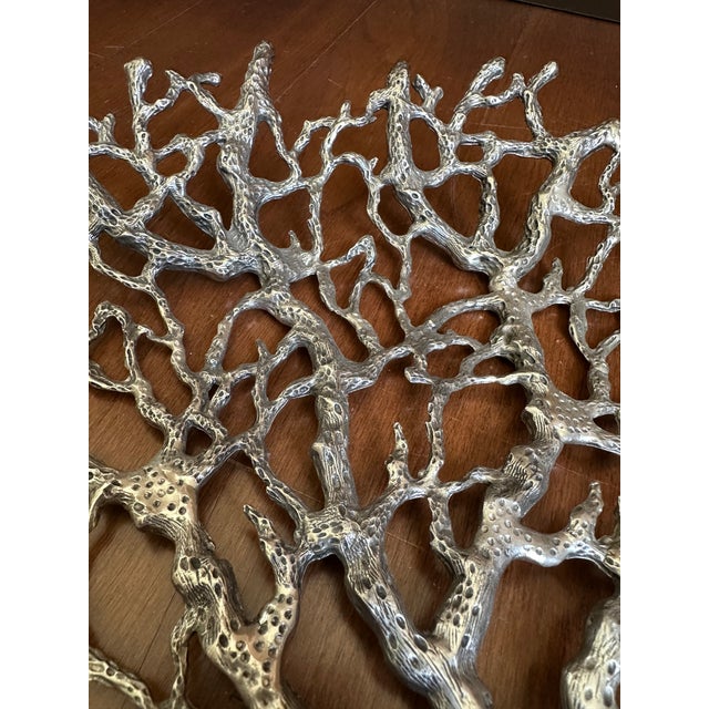 Vintage 15” Faux Coral Metal Shallow Bowl For Sale - Image 9 of 18