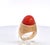 1940s Yellow Gold Mediterranean Coral Cocktail Ring, Unique Design, Size 6.5 For Sale - Image 11 of 11