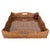 Boho Chic Artifacts Rattan Scallop Square Tray with Glass Insert in Brown For Sale - Image 3 of 3