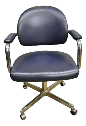 Late 20th Century Vintage Chromcraft Mid Century Modern Blue Vinyl Rolling Office Desk Chair