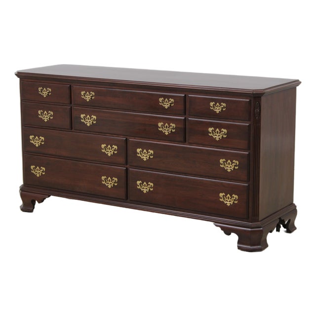 Ethan Allen Cherry Georgian Court 10 Drawer Dresser For Sale