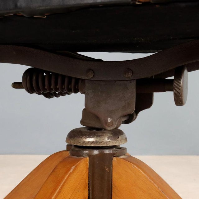 Black Vintage Swivel Chair in Wood and Leatherette, Italy, 1950s For Sale - Image 8 of 12