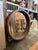 Large Round Wood Walnut Brown Wall Mirror For Sale - Image 4 of 4