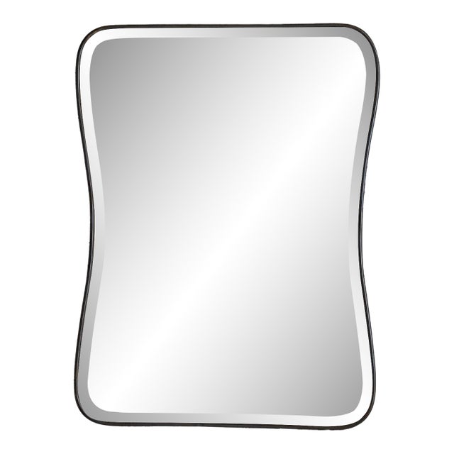 Vintage Beveled Brass Wall Mirror Attributed to Gio Ponti For Sale