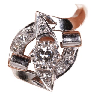 sz9.25 14k White gold and Diamond Art deco ring For Sale