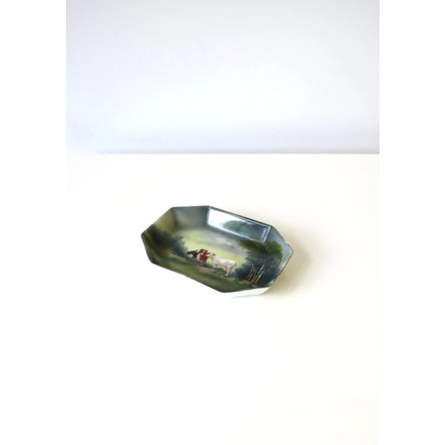 Rustic Farm Scene Bovine Cows Porcelain Jewelry Dish, Early-20th Century For Sale In New York - Image 6 of 11