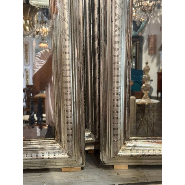 19th Century Pair of 19th C. French Silver Louis Philippe Mirrors For Sale - Image 5 of 7