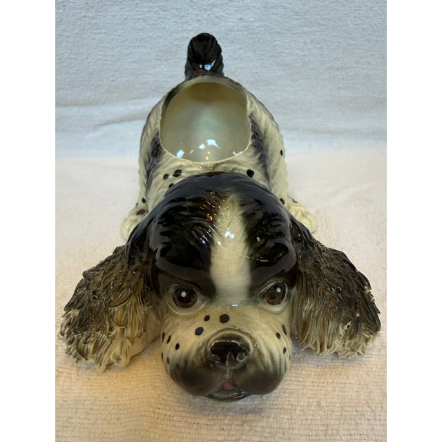 1940s Porcelain Freckled Cute Dog Planter For Sale - Image 10 of 12