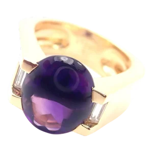 Cartier Tankissi 18k Yellow Gold Diamond Large Amethyst Ring Paper, size 6