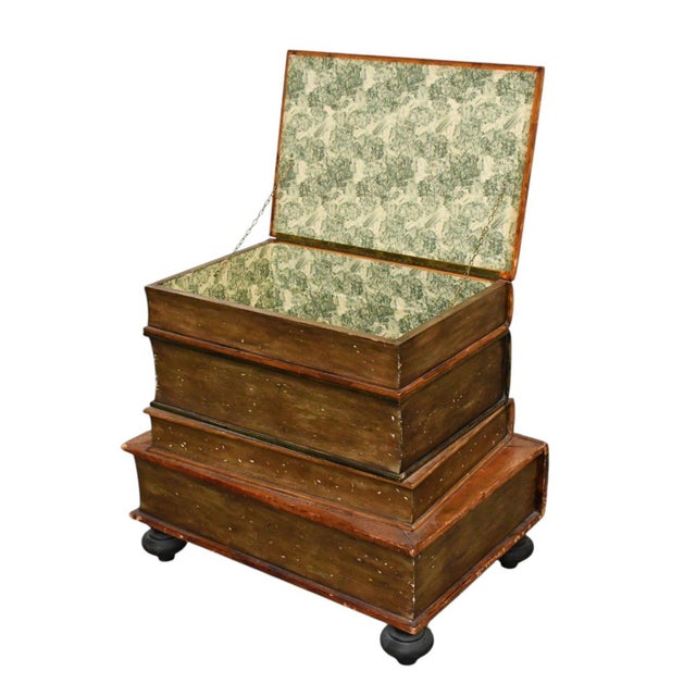 Early 20th Century Stacked "Old Book Style" Side Table With Hinged Top for Storage & Single Drawer For Sale - Image 5 of 7