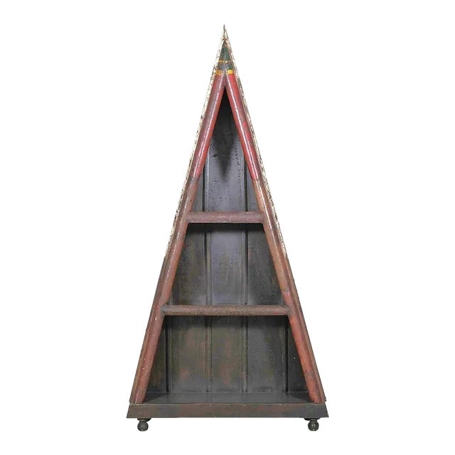 1970s Vintage Rustic Oars Repurposed Unique v-Shaped 3 Shelves Display Bookcase For Sale