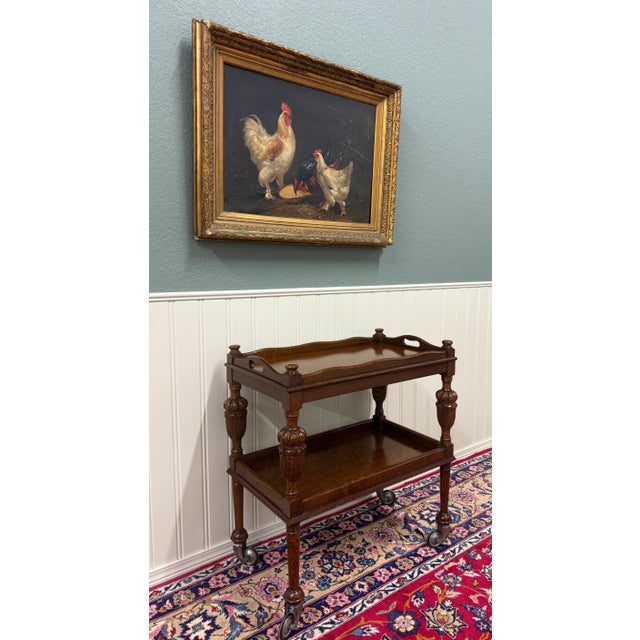 Antique English Trolley Tea Cart Pastry Cocktail Bar Cart Tray Tudor Oak 1930s For Sale - Image 15 of 15