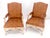 Wood Pair of Fine Carved White Lacquer Rouge Floral Upholstery Arm Club Chairs MINT For Sale - Image 7 of 13