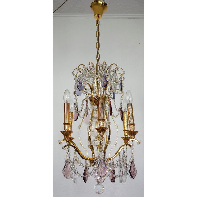 24K Gold-Plated Brass and Lead Crystal Chandelier, 1970s, in Very Good conditions. Designed 1970 to 1979 I have official...