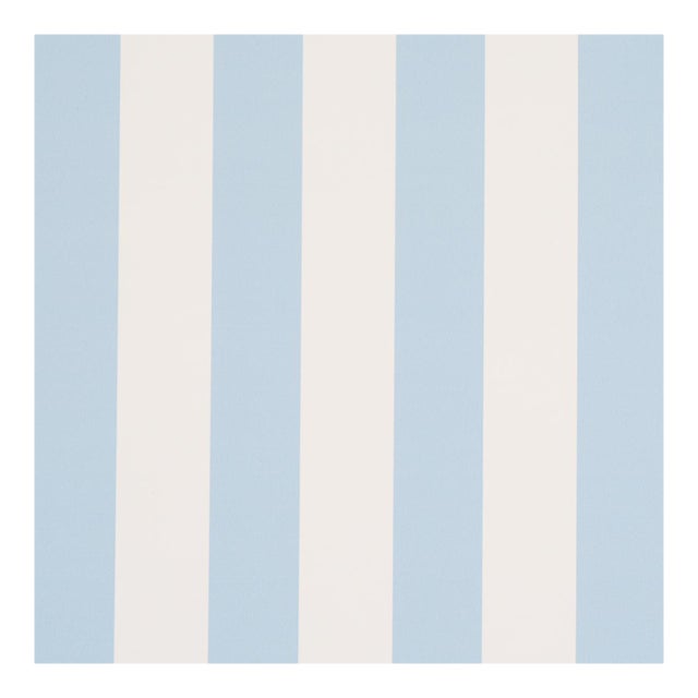 Schumacher Emma Stripe Wallcovering in Ice For Sale