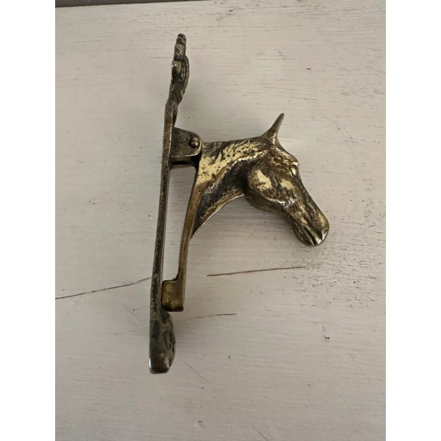 Vintage English Brass Door Knocker With Horse Head and Fox For Sale - Image 4 of 7