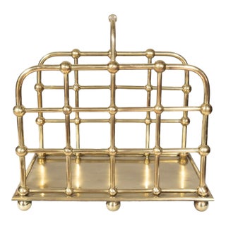 American Aesthetic Brass Wood Caddy For Sale