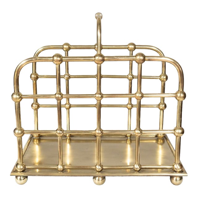 American Aesthetic Brass Wood Caddy For Sale