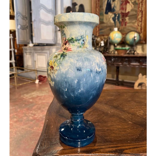 19th Century French Hand-Painted Floral Barbotine Vase Signed P. Perret For Sale In Dallas - Image 6 of 8