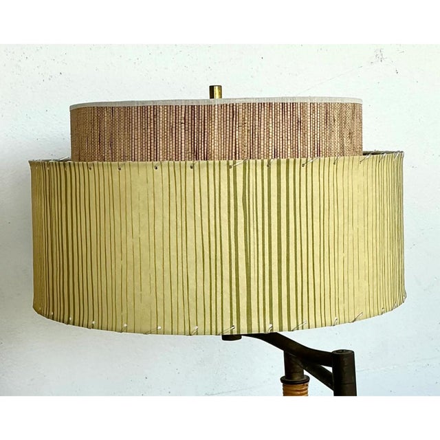 Vintage MCM Bamboo Floor Lamp With Integrated Table For Sale - Image 9 of 13