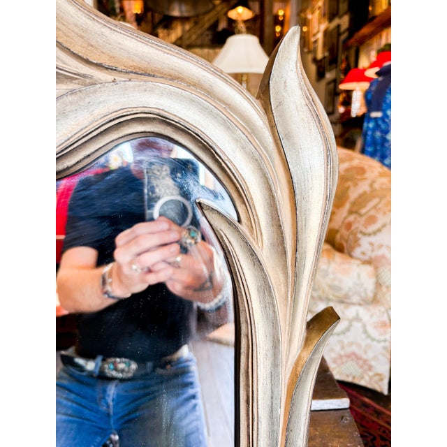 1960s Vintage Silver Tone Framed Wall Mirror For Sale - Image 5 of 7