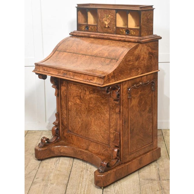 Victorian Burr Walnut Pop-Up Davenport Desk For Sale - Image 13 of 13