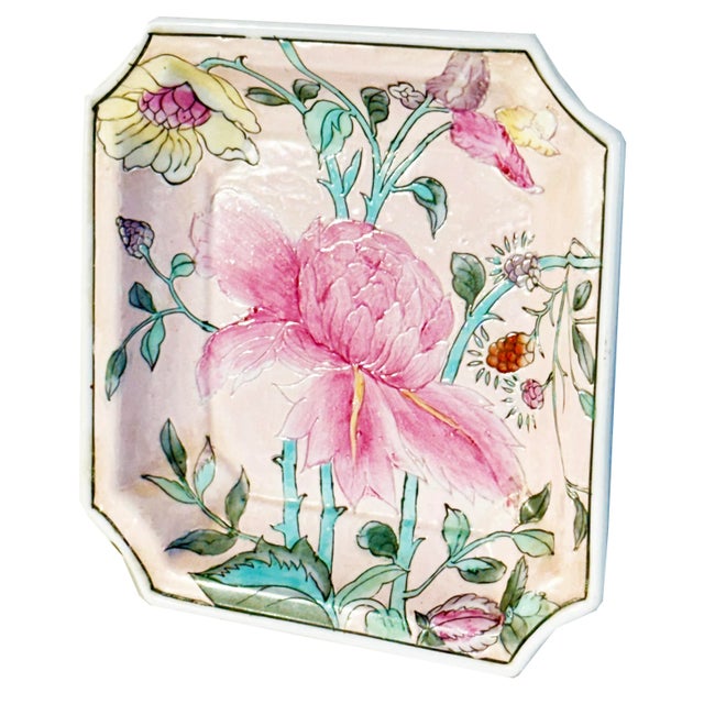 Delight in the dainty elegance of this vintage porcelain trinket plate, a hand-crafted gem that whispers romance with...