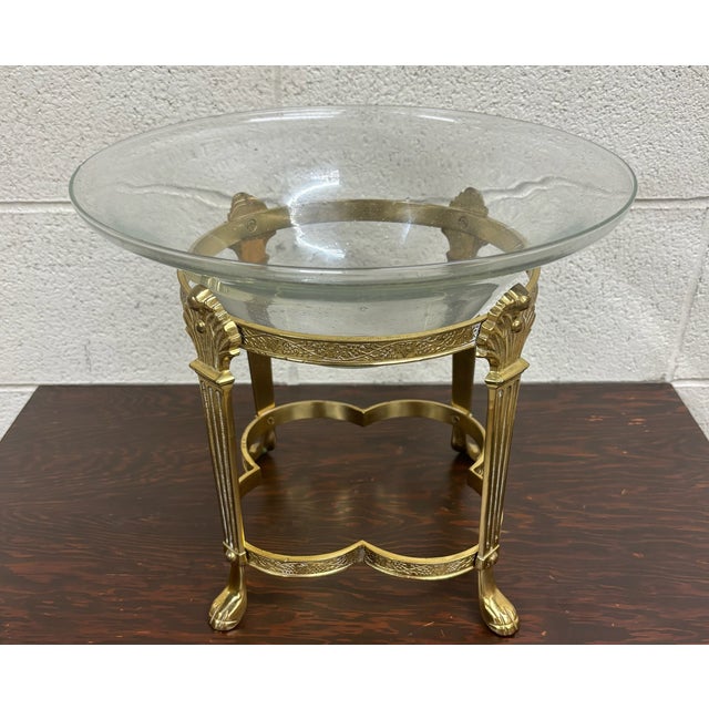 This is a gorgeous vintage brass and bubbled glass fruit bowl or decorative bowl. Could even be a planter! Glass bowl can...