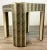 Stylish Mr and Mrs Howard modern faux python end tables prototypes pair, contrasting ivory bands, showroom floor samples