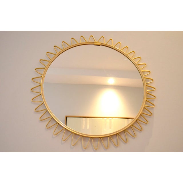 Metal Scandinavian Sunburst Mirror, 1950s For Sale - Image 7 of 10
