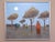 UNDER THE PALE BLUE SKY Size: 19.1 x 22.6 inches (including frame) Oil on canvas An evocative mid-century modernist...