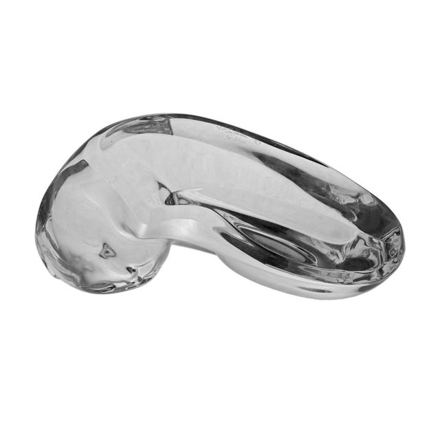 Contemporary Val St. Lambert Crystal Napping Cat Figure Artist Signed De Sousa Large 7 Inch L For Sale - Image 3 of 4