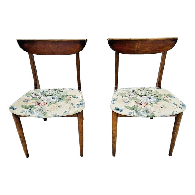 Mid Century Lane Perception Solid Walnut Dining Chairs S/2 For Sale