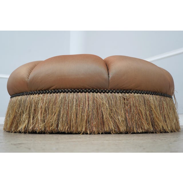 Marge Carson Large Round Upholstered ‘Puff’ Ottoman For Sale - Image 9 of 13