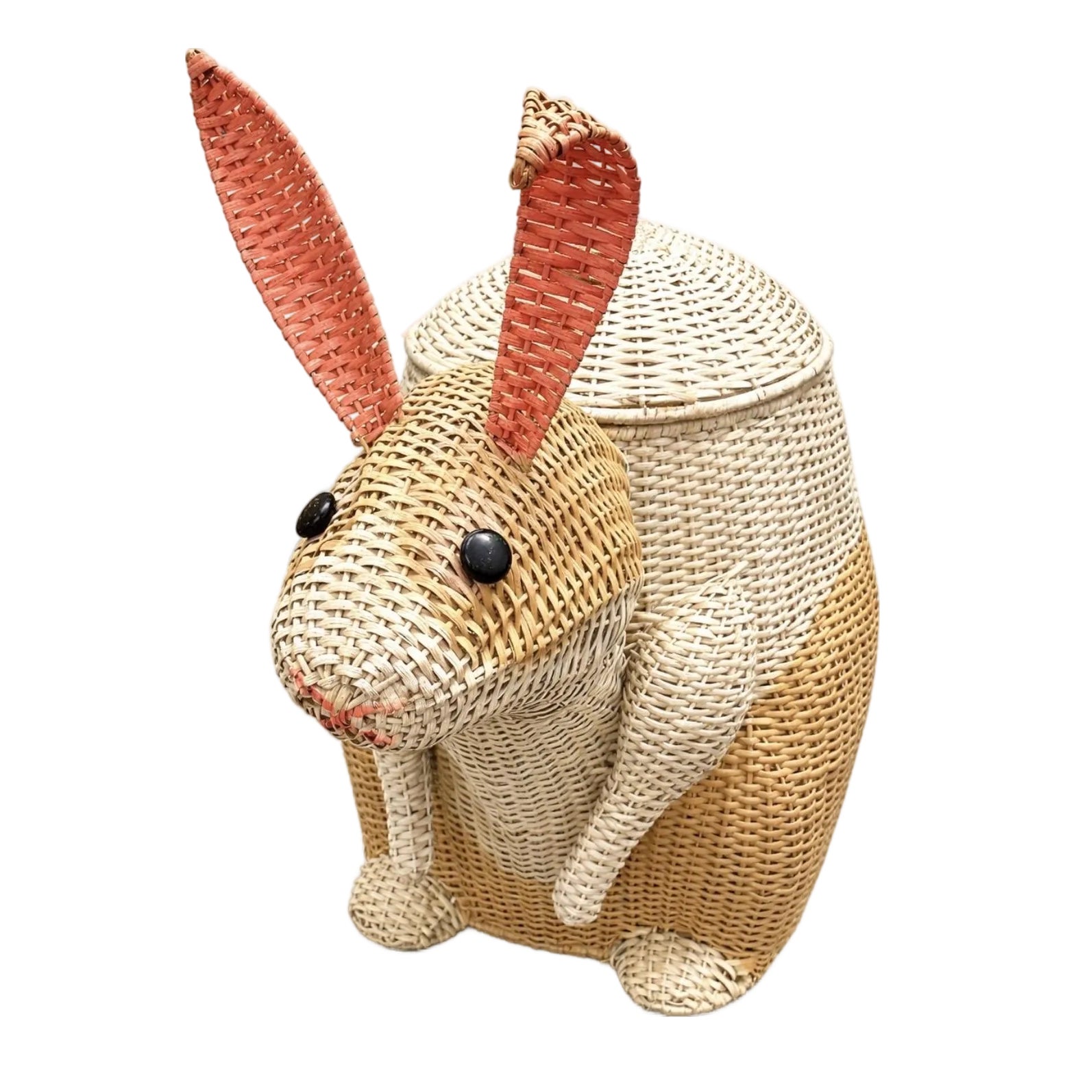 Vintage Monumental Wicker & Rattan Bunny by Mackenzie Childs | Chairish