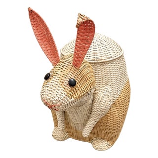 Vintage Monumental Wicker & Rattan Bunny by Mackenzie Childs For Sale