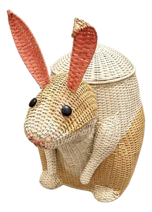 Vintage Monumental Wicker & Rattan Bunny by Mackenzie Childs