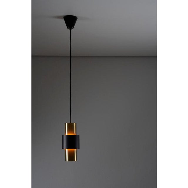Fog & Mørup Brass and Black Etna Cylinder Pendant Light by Jo Hammerborg for Fog & Mørup, 1963 For Sale - Image 4 of 8