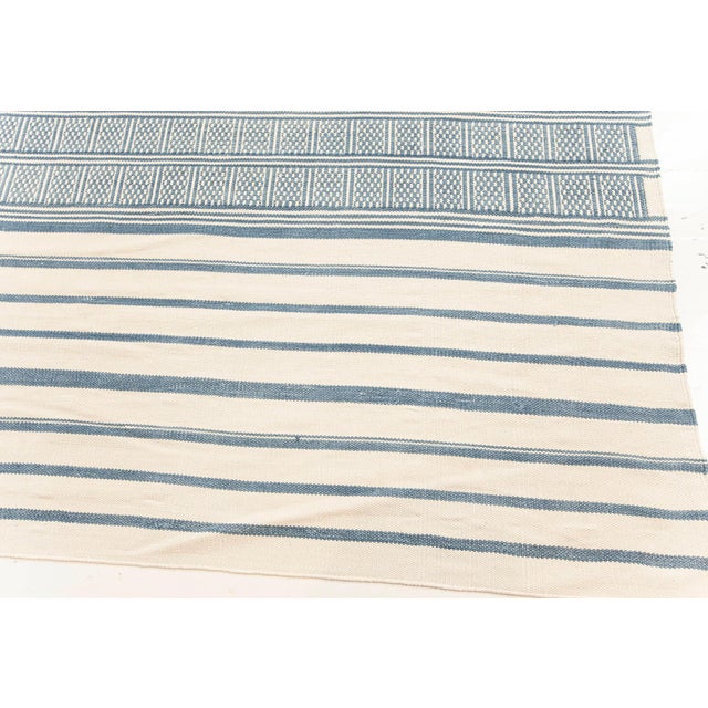 Modern Modern Oversized Indian Dhurrie Flat Woven Cotton Rug Rug by Doris Leslie Blau For Sale - Image 3 of 8