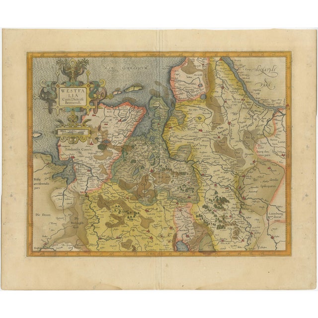 Antique Map of Westphalia in Germany by Mercator / Hondius, 1620s For Sale