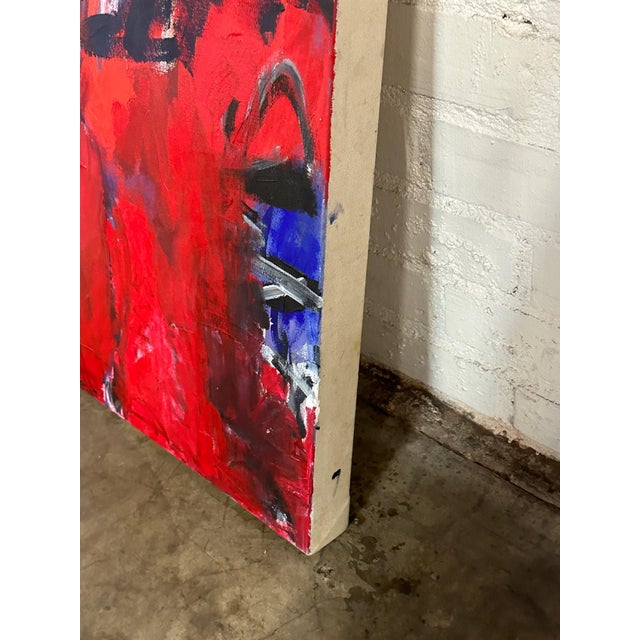 Red 1980s Expressionism Style Acrylic on Canvas #1 For Sale - Image 8 of 12