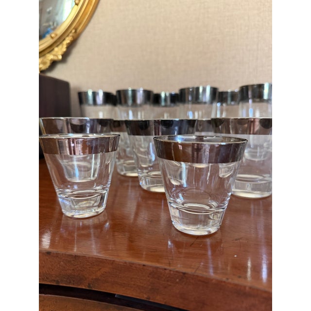 1960s 1960s Mid-Century Modern Dorothy Thorpe Silver Rimmed Bar Glasses - Set of 19 For Sale - Image 5 of 10