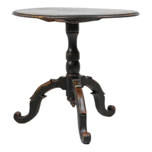 Small Antique Swedish Black Table with Tilt Top