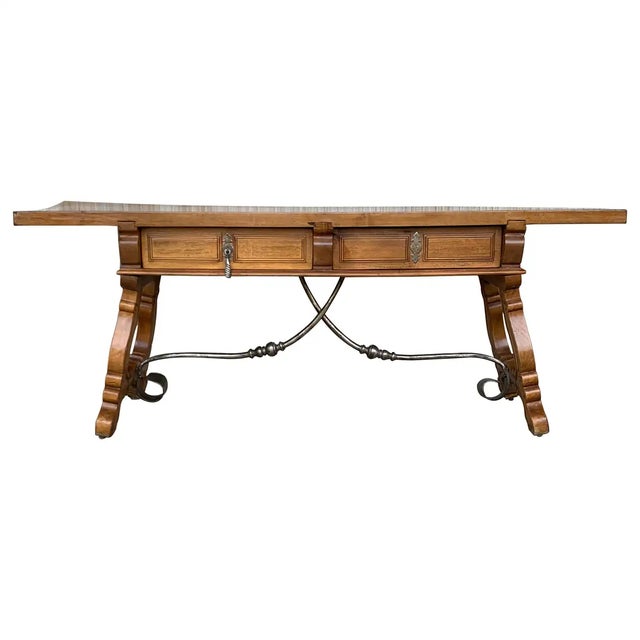 19th Century Spanish Bench Console Table With Drawers For Sale - Image 13 of 13