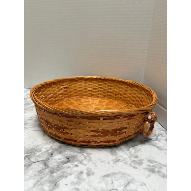 Wood Vintage Wood Wicker Plate Holders and Basket Set of 8 For Sale - Image 7 of 8