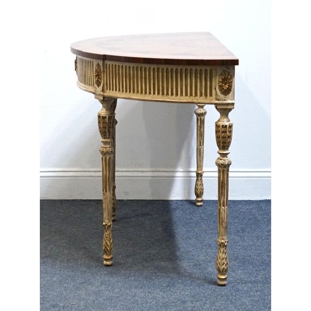 Ej Victor Newport Historic Collection Italian Provincial Shabby Chic 42" Demilune Console Table W. Inlaid Top 1000-44 For Sale In Kansas City - Image 6 of 10