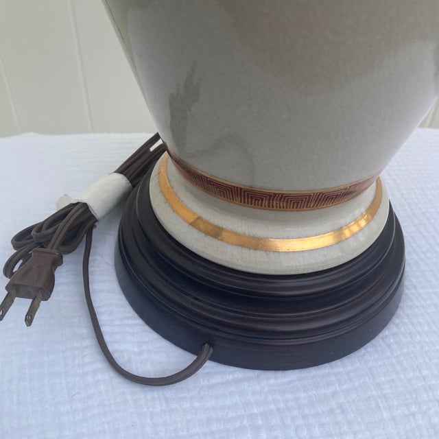 Vintage 35" Japanese Satsuma Style Ceramic and Brass Table Lamp With Tailor Made Shade For Sale - Image 10 of 12