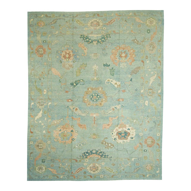 Turkish Oushak Rug 12'2" x 15'1" For Sale